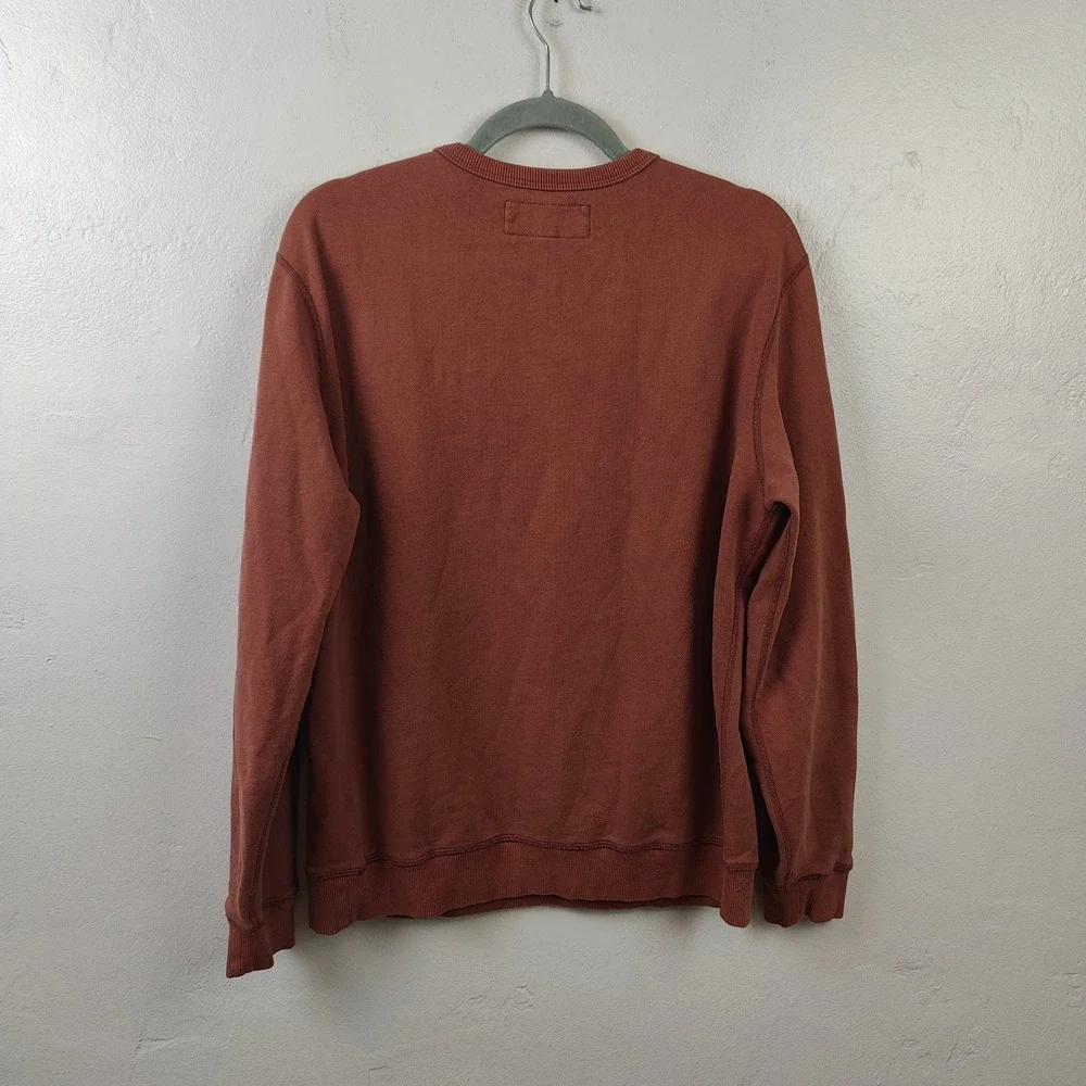 Mollusk Mens Sweatshirt Small Rust Crewneck Cotton Ribbed Surf Coastal Aesthetic